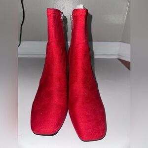 Marc Fisher Red Ankle Boots Sleek Minimalist Design NWOT